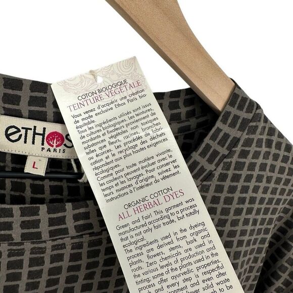 Ethos Paris Top Womens Large Pattern Organic Cotton Sustainable NWT #h - Picture 5 of 10